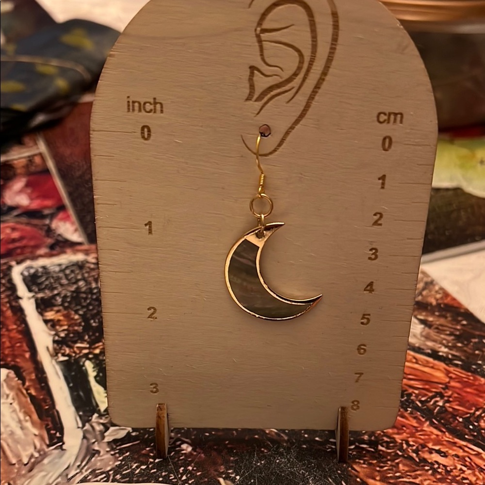 Gold Crescent Moon Earrings - Picture 4 of 4